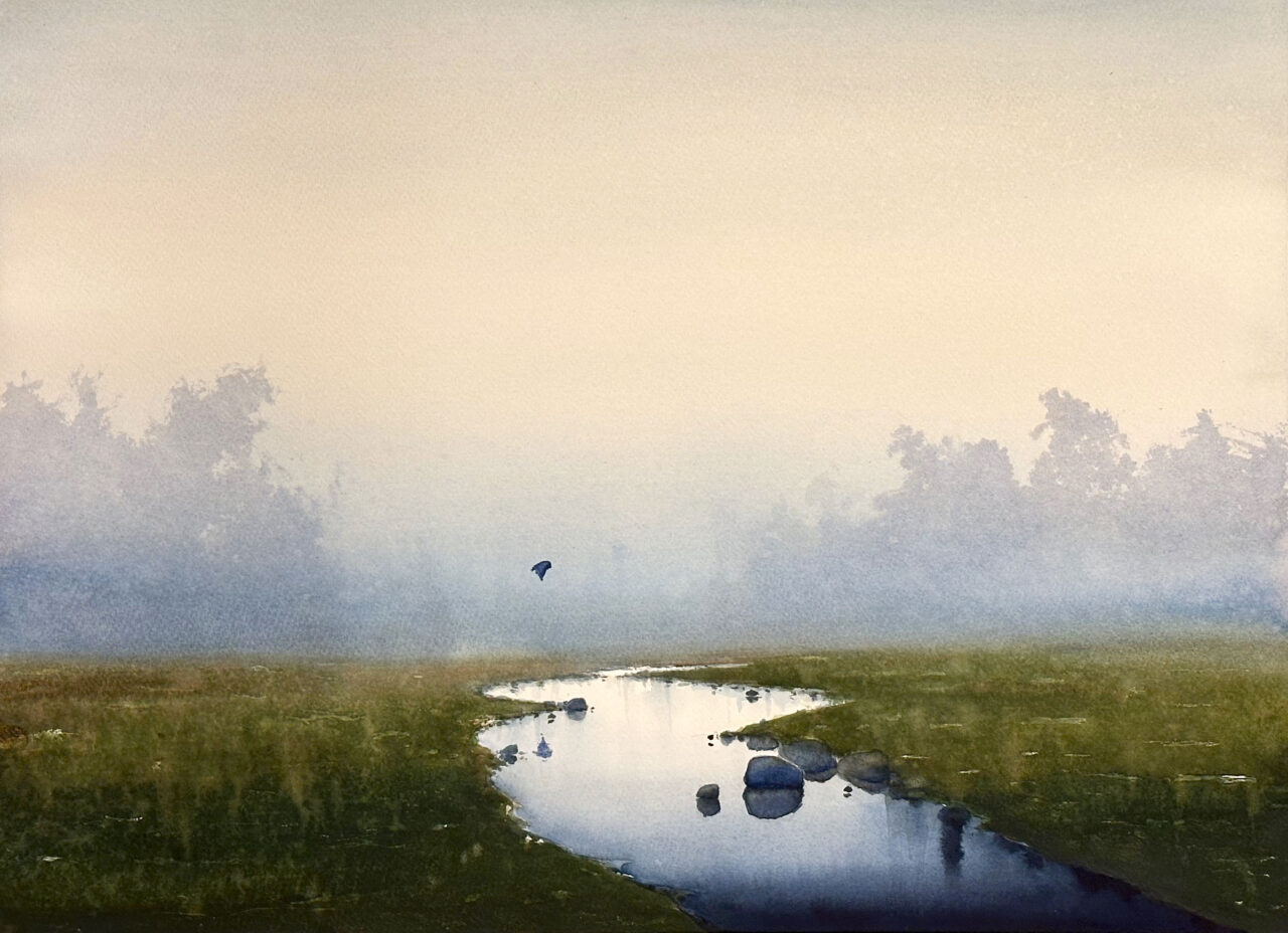 Dimman över ån bild